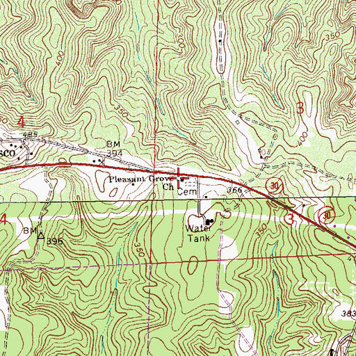 Topographic Map of Pleasant Grove Baptist Church Cemetery, AL