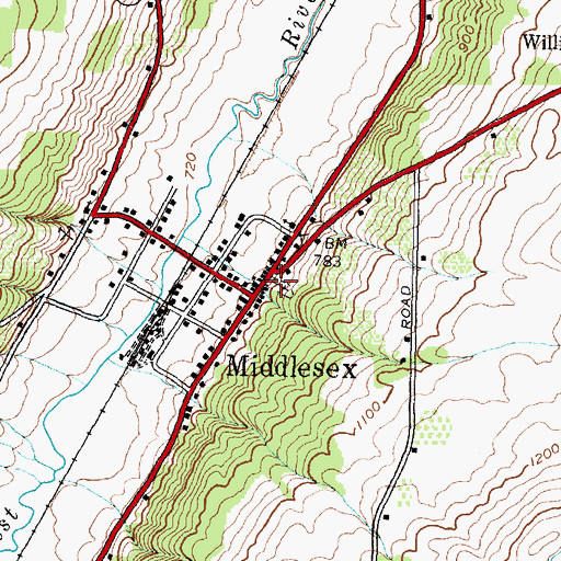 Topographic Map of Middlesex Cemetery, NY