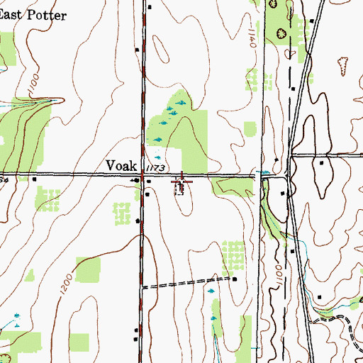 Topographic Map of Voak Cemetery, NY
