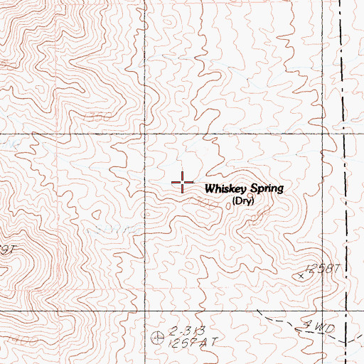 Topographic Map of Whiskey Spring, CA