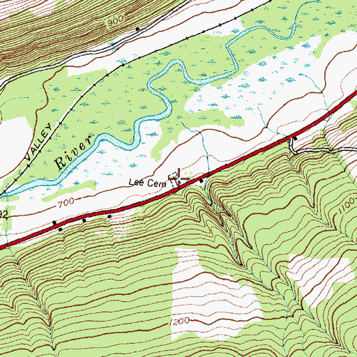 Topographic Map of West River Cemetery, NY