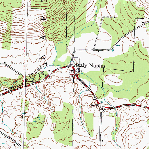 Topographic Map of Italy - Naples Cemetery, NY