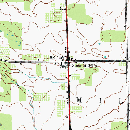 Topographic Map of Second Milo Cemetery, NY