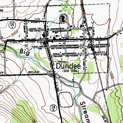 Topographic Map of Dundee Presbyterian Cemetery, NY