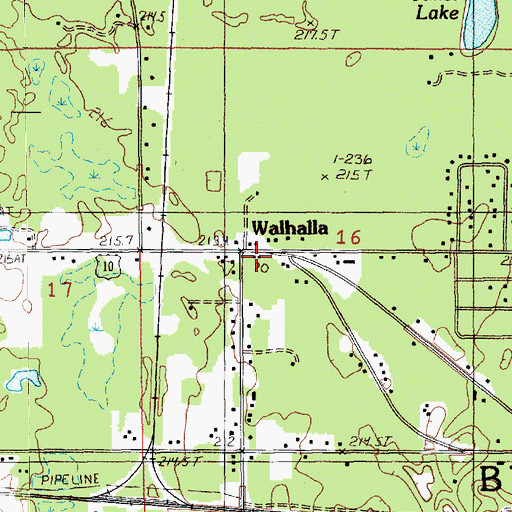 Topographic Map of Walhalla Post Office, MI