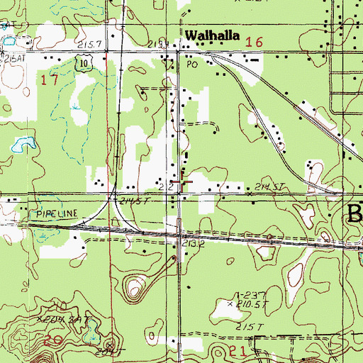 Topographic Map of Branch Township Hall, MI