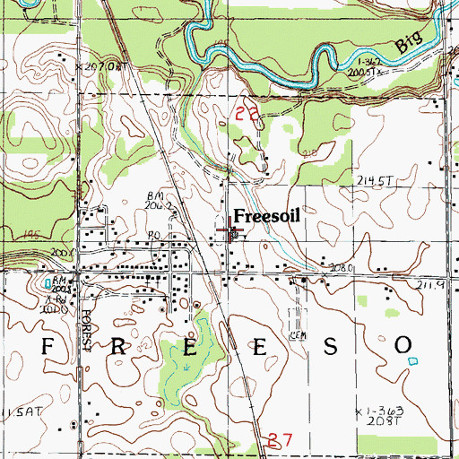 Topographic Map of Freesoil Community School, MI