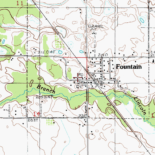 Topographic Map of Fountain Post Office, MI