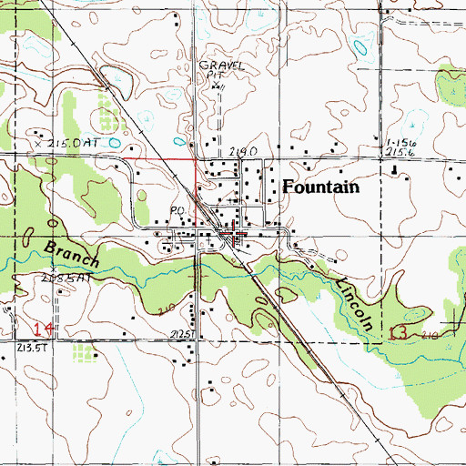 Topographic Map of Fountain United Methodist Church, MI