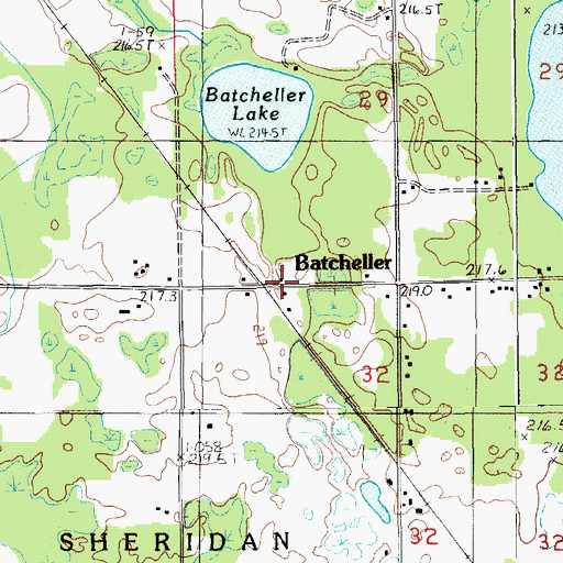 Topographic Map of Bachelor Evangelical Church, MI