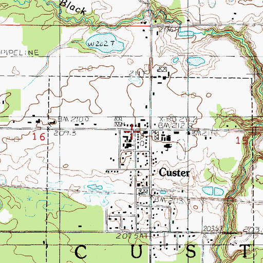 Topographic Map of Custer Post Office, MI