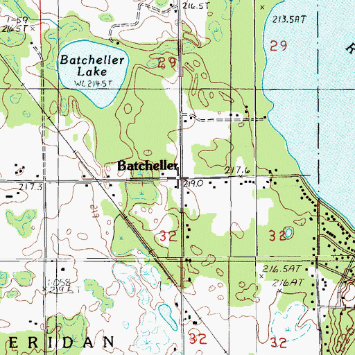 Topographic Map of Batchelor Christ Cemetery, MI