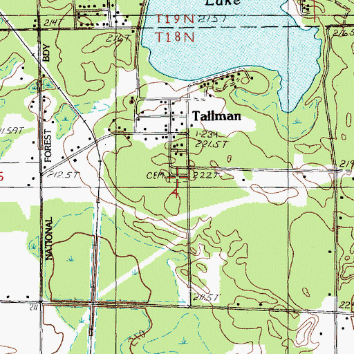 Topographic Map of Tallman Cemetery, MI