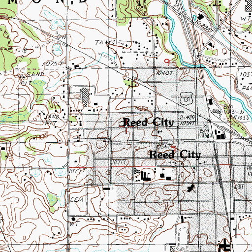 Topographic Map of Reed City Public Library, MI