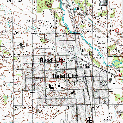 Topographic Map of Reed City Post Office, MI