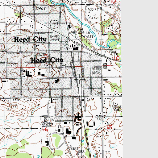 Topographic Map of Reed City Police Department, MI