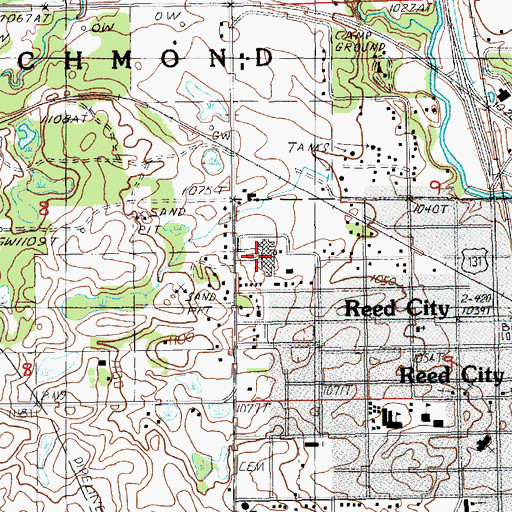 Topographic Map of Spectrum Health - Reed City Campus, MI