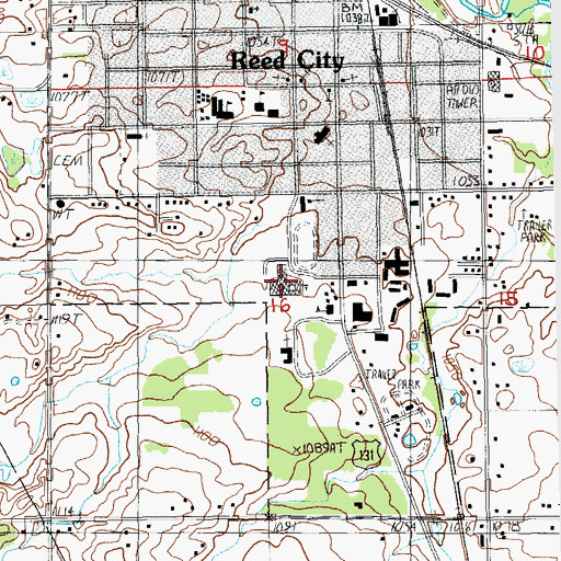 Topographic Map of Reed City High School, MI