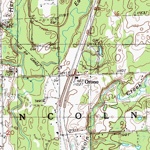 Topographic Map of Orono Station (historical), MI
