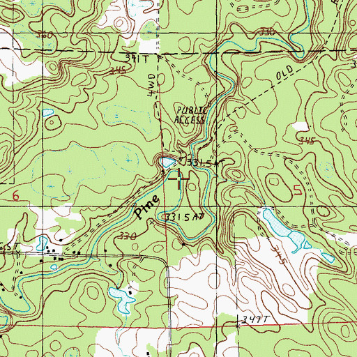 Topographic Map of Riverbank Post Office (historical), MI
