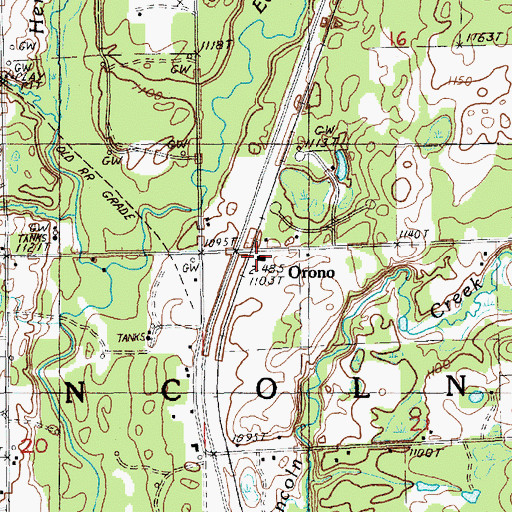 Topographic Map of Orono Post Office (historical), MI
