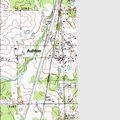 Topographic Map of Ashton Post Office (historical), MI