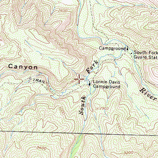 Topographic Map of White Ledge Canyon, CA