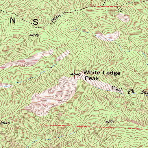 Topographic Map of White Ledge Peak, CA