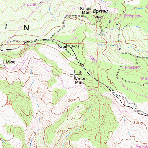 Topographic Map of White Mine, CA