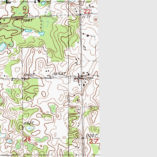 Topographic Map of Trinity Lutheran Cemetery, MI