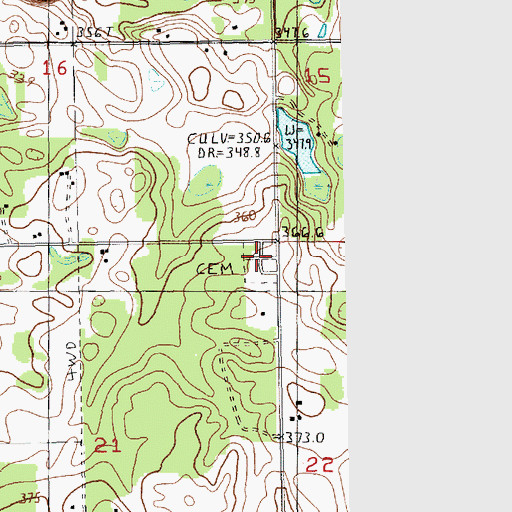 Topographic Map of LeRoy Township Cemetery, MI