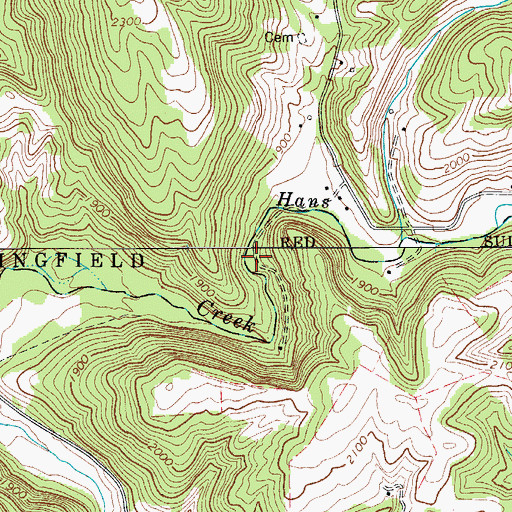 Topographic Map of Narrows of Hans Creek, WV