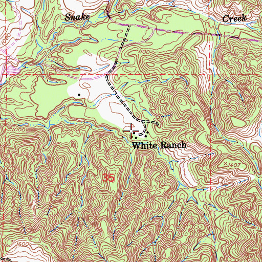 Topographic Map of White Ranch, CA