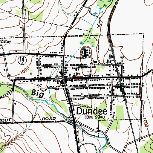 Topographic Map of Dundee Baptist Church, NY