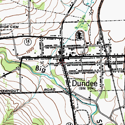 Topographic Map of Dundee Presbyterian Church, NY