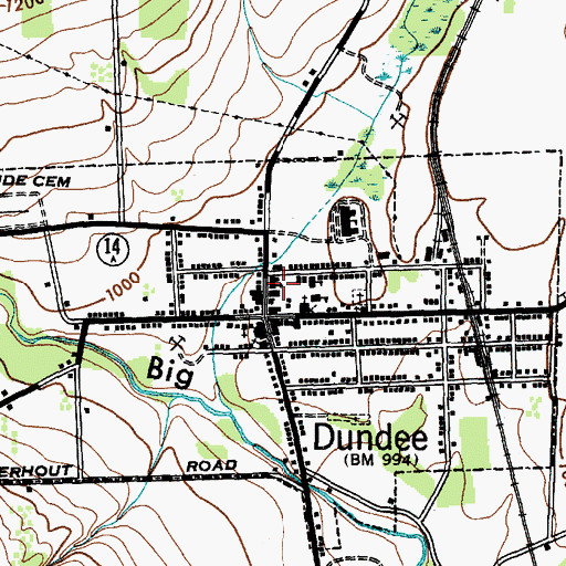 Topographic Map of Dundee United Methodist Church, NY