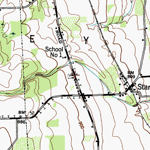 Topographic Map of Starkey United Methodist Church, NY
