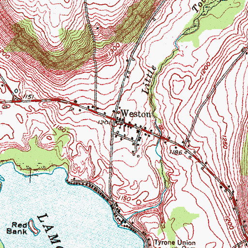 Topographic Map of Weston Presbyterian Church, NY