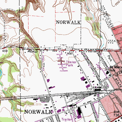 Topographic Map of Westwood Mobile Estates, OH