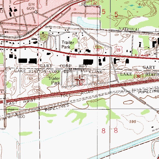 Topographic Map of Mansard Du Lac, IN