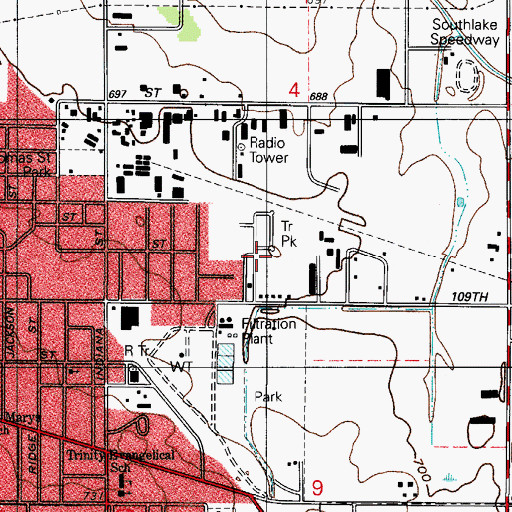 Topographic Map of Gentle Manor Estates, IN