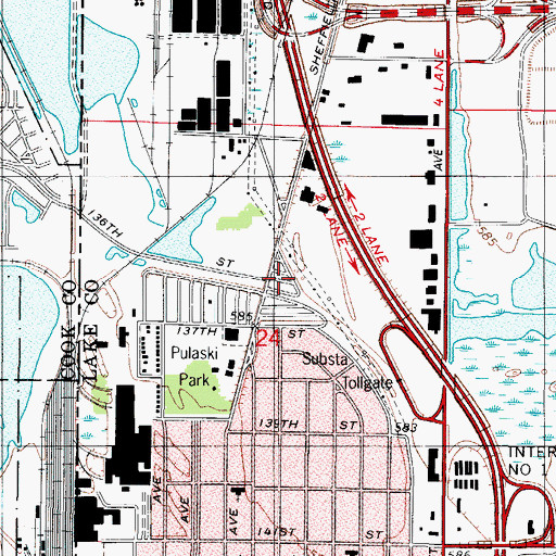 Topographic Map of Sheffield Estates, IN