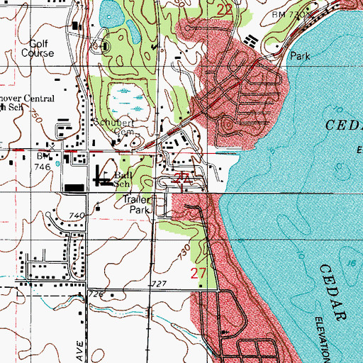 Topographic Map of Cedar Lake Mobile Home Park, IN
