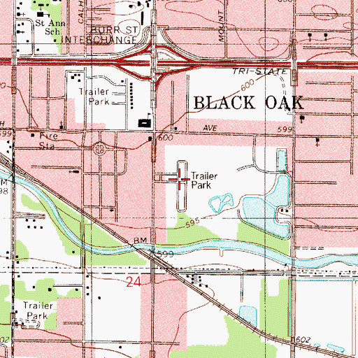 Topographic Map of IXL Mobile Home Park, IN
