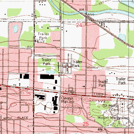 Topographic Map of Melody Lane Mobile Home Park, IN