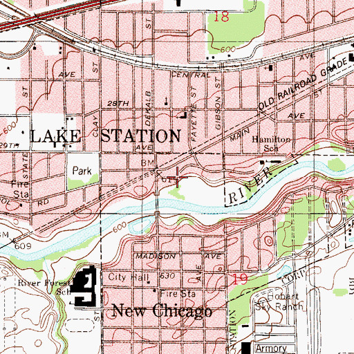 Topographic Map of Circle Mobile Home Park, IN