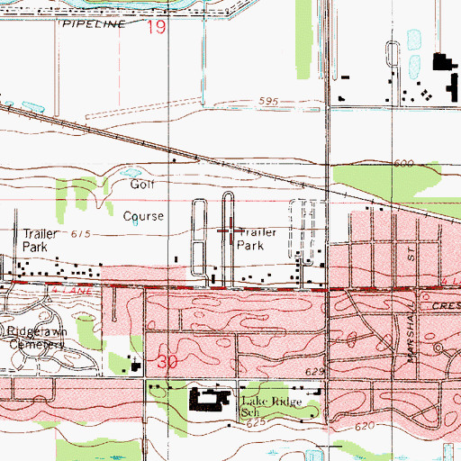 Topographic Map of Hillcrest Manufactured Housing Community, IN