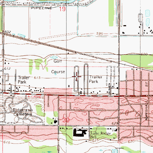 Topographic Map of Ridge Road Mobile Home Community, IN