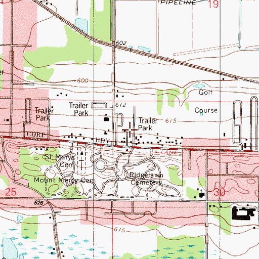 Topographic Map of Colonial Mobile Home Park, IN