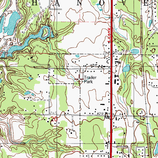 Topographic Map of Fortyone Ranch Mobile Home Park, IN